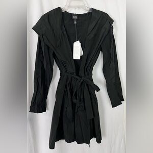 Eileen Fisher Hooded Drawstring Waist Jacket Black Graphite Size Small NWT